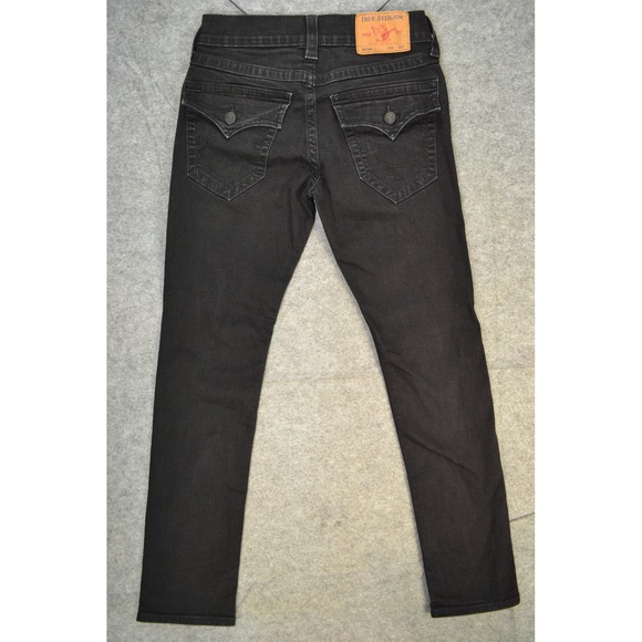 True‎ Religion Jeans Mens 30 Black Rocco Flap Relaxed Skinny Fit 30x31 Denim - Picture 5 of 16